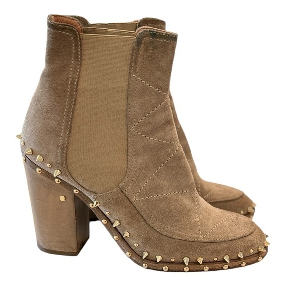 Laurence Dacade‎ Suede Studded Heeled Ankle Boots Taupe Designer Shoes Size 9 - Picture 2 of 9